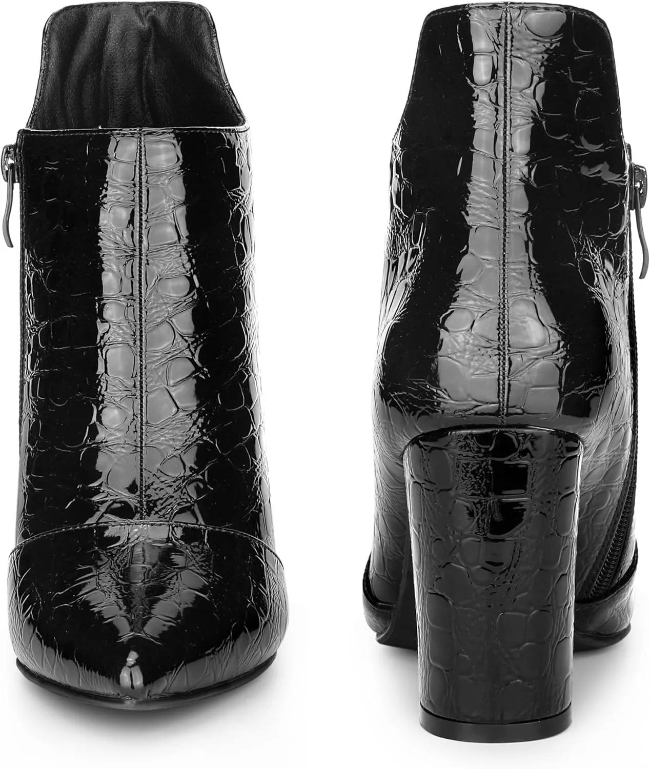 Perphy Pointed Toe Stone Printed Chunky Heels Short Ankle Boots for Women