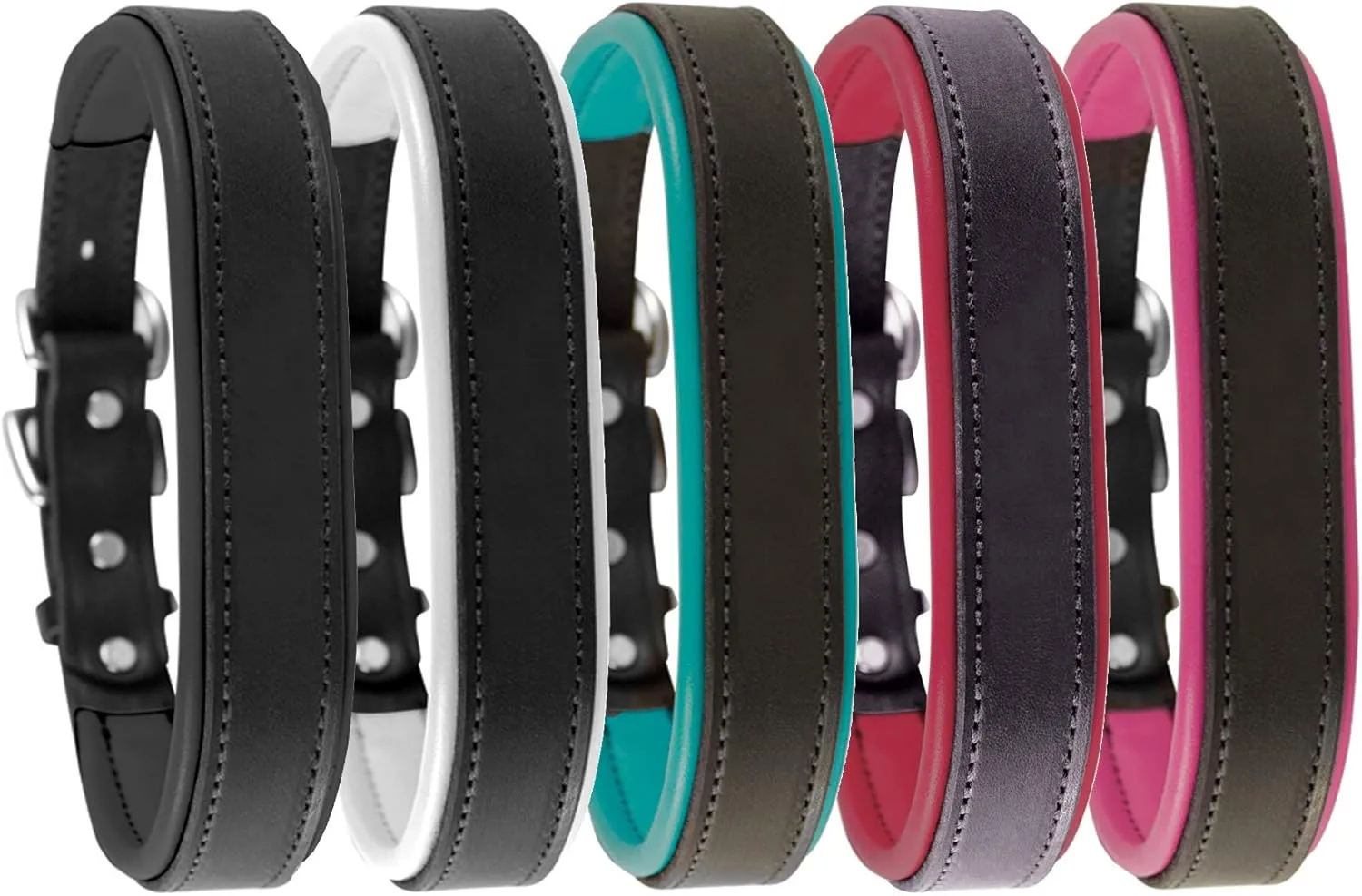 Perri's Padded Leather Dog Collars in Metallic and Bold Non-Metallic Colors