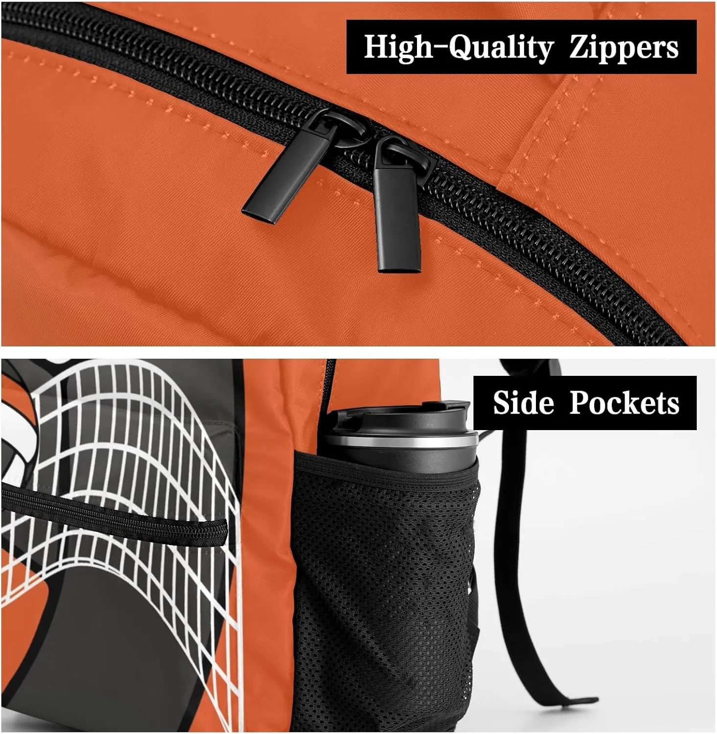 Personalized Custom with Name Volleyball Beautiful Orange Water Casual Daypack for Hiking Sports, 12.2''(L) x 5.9''(W) x 16.5''(H)