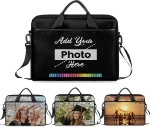 Personalized-Photo-Laptop-Bag,Custom Computer-Bags, Lightweight Briefcase Laptop Case,Sturdy Messenger/Shoulder Bags Handbags Gift For Women Men For Work Business Travel 15 Inch