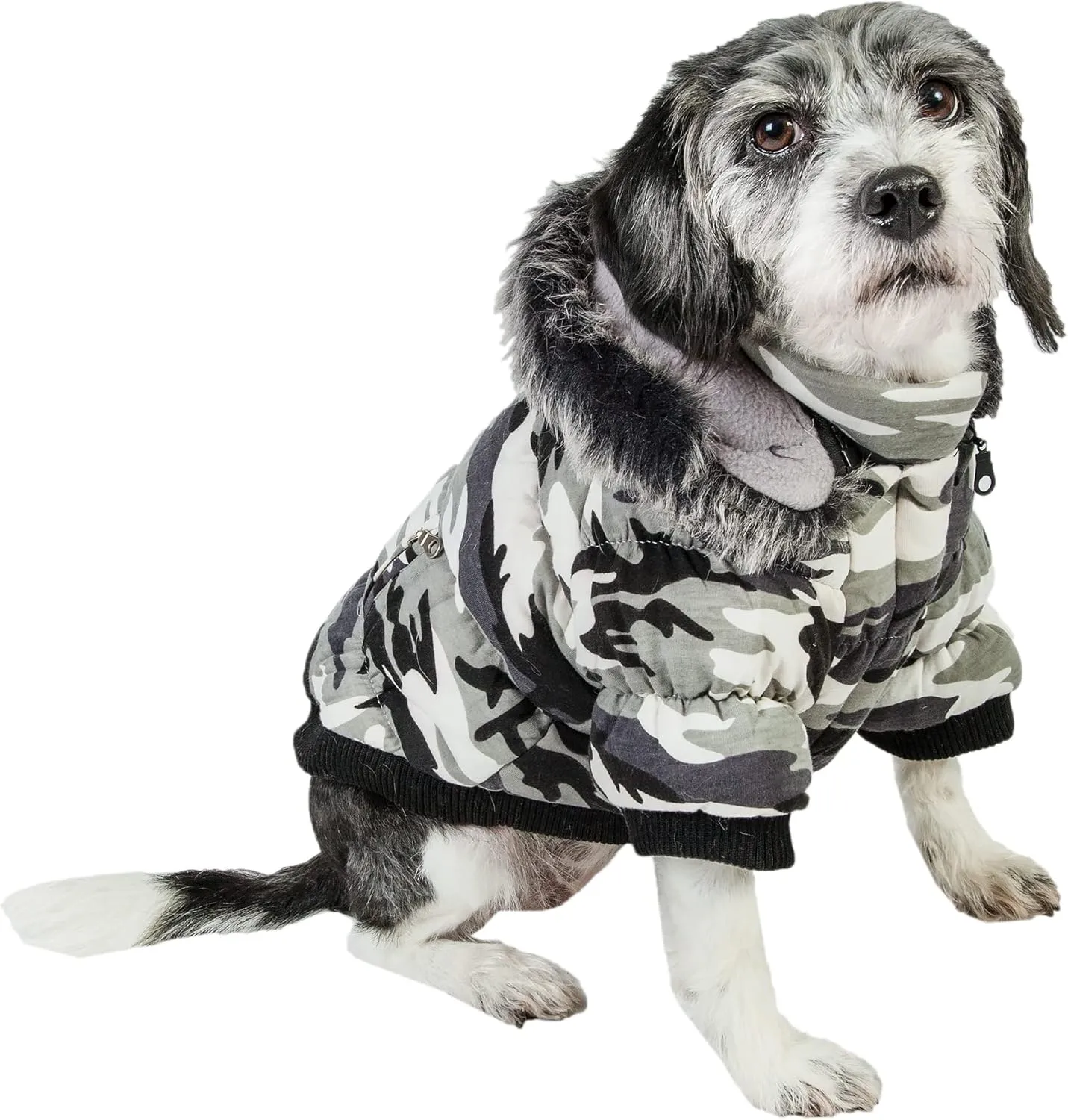 PET LIFE Classic Metallic Fashion Pet Dog Coat Jacket Parka w/ 3M Insulation and Removable Hood, Small, Deer Pattern
