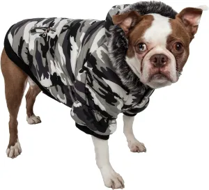 PET LIFE Classic Metallic Fashion Pet Dog Coat Jacket Parka w/ 3M Insulation and Removable Hood, Small, Deer Pattern