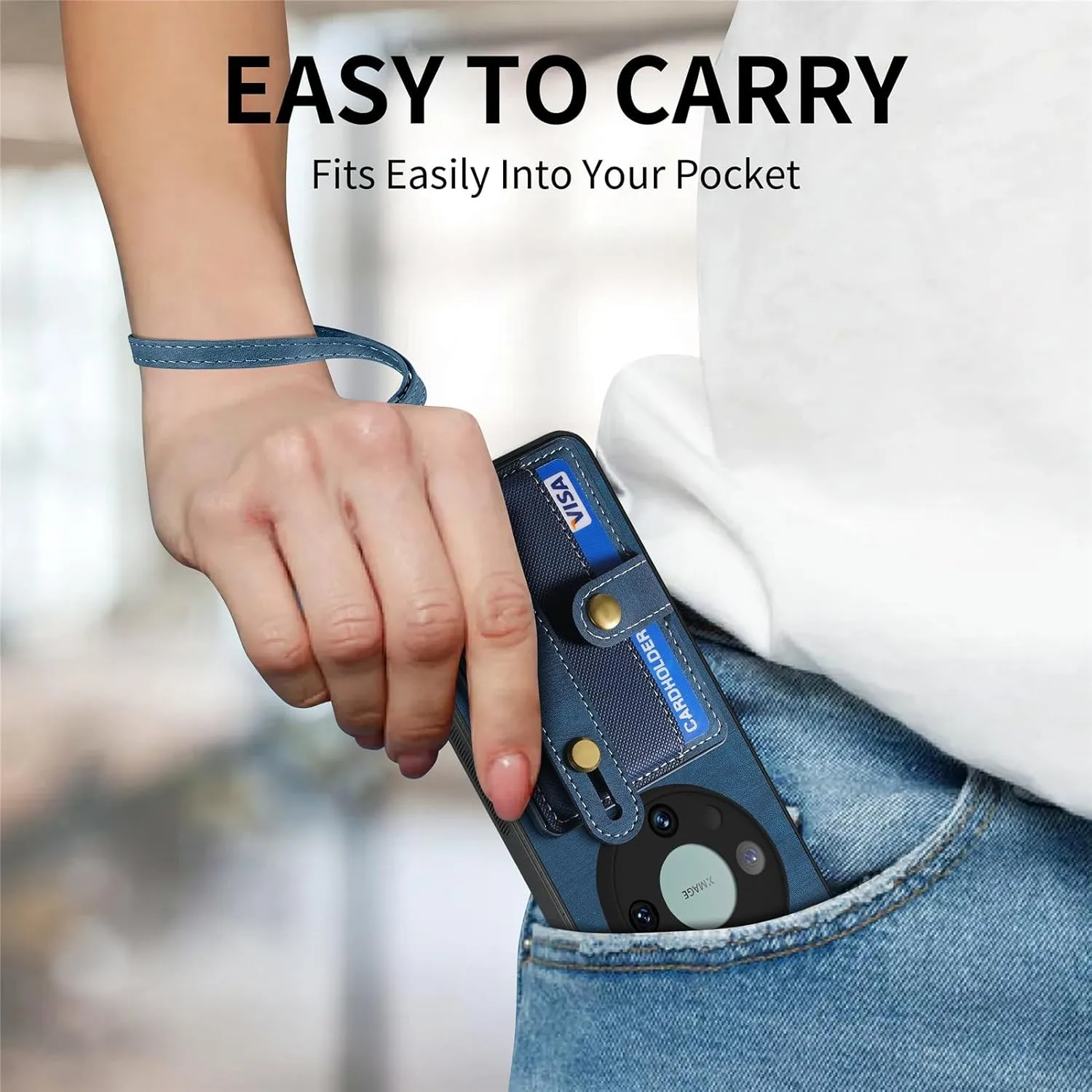 Phone Flip Case Phone Back Protection Case Compatible with Huawei Mate 60 Pro Wallet Case,Shockproof Flip Cover Drop Protective Case with Card Holder, Protective Handbag Flip Cover Wrist Strap phone p
