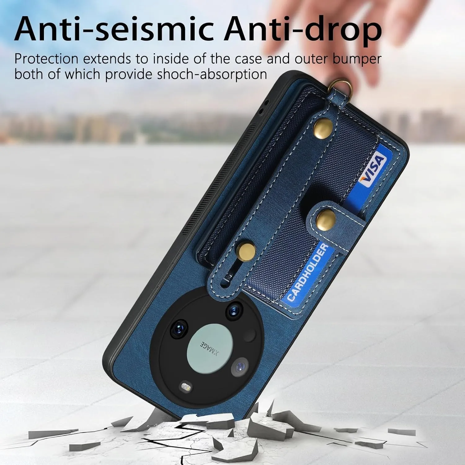 Phone Flip Case Phone Back Protection Case Compatible with Huawei Mate 60 Pro Wallet Case,Shockproof Flip Cover Drop Protective Case with Card Holder, Protective Handbag Flip Cover Wrist Strap phone p