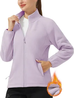Pioneer Camp Women's Lightweight Fleece Jacket Full Zip Polar Soft Warm Winter Coat Antistatic Outwear with Zipper Pockets
