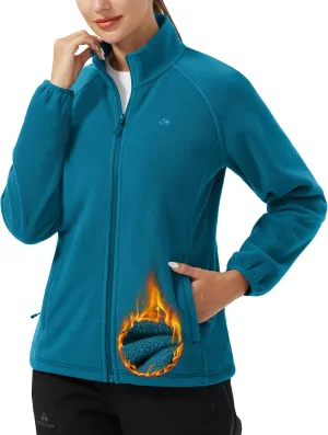 Pioneer Camp Women's Lightweight Fleece Jacket Full Zip Polar Soft Warm Winter Coat Antistatic Outwear with Zipper Pockets