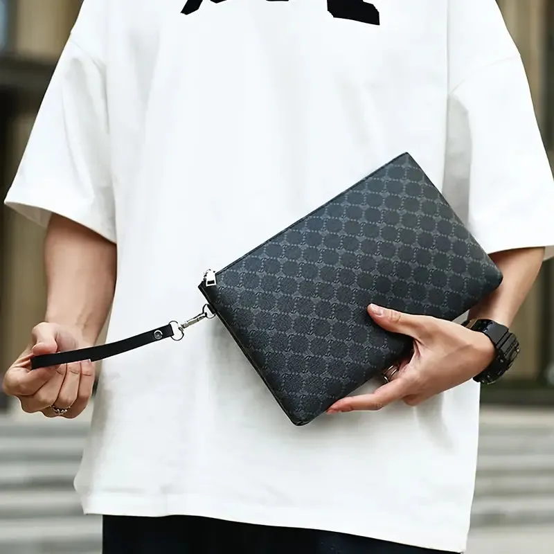 Plaid Business Men's Envelope Bag Wrist Bag