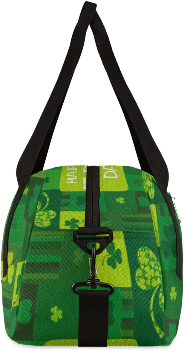 Plaid Happy St Patricks Day Shamrock Kids Duffel Bag for Girls Boys Teens, Shamrock Oil Painting Dance Bag Overnight Small Duffel Bag Carry On Weekend Sports Gym Travel Bag for School Practice Gymnastics Ballet