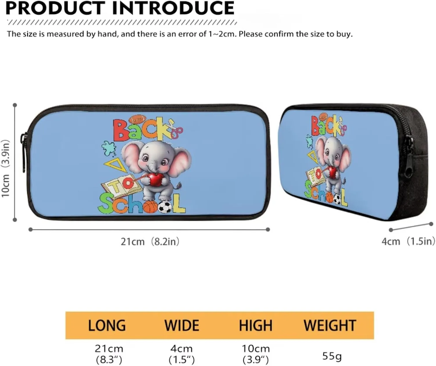 Poceacles Children’s School Backpack Set of 4 Contains Backpack Lunch Box Bag Pencil Case Water Bottle Carrier for Primary Junior Middle School, Baby Elephant Book Stationery Back to School Blue