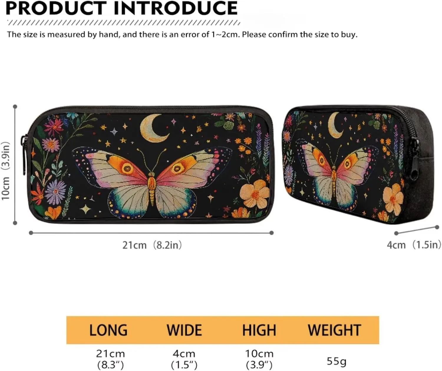 Poceacles Kids Backpack Set, 4 Pieces School Bag Sets with Pencil Pouch Lunch Bag Water Bottle Carrier, Multicolour Childrens Stationery Organizer for Girls Boys, Butterfly Moon Star Floral