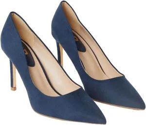 Pointed Wide Fit Court Shoes, navy, 8 Women