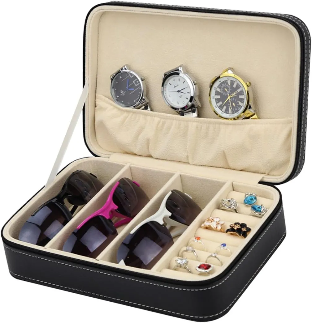 Portable Travel Zipper Box Sunglasses Case for Everyday Glasses Collector Storage