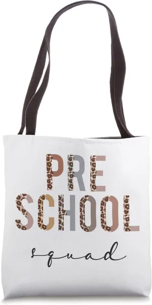 Preschool Squad Hello Back To School Appreciation Leopard Tote Bag