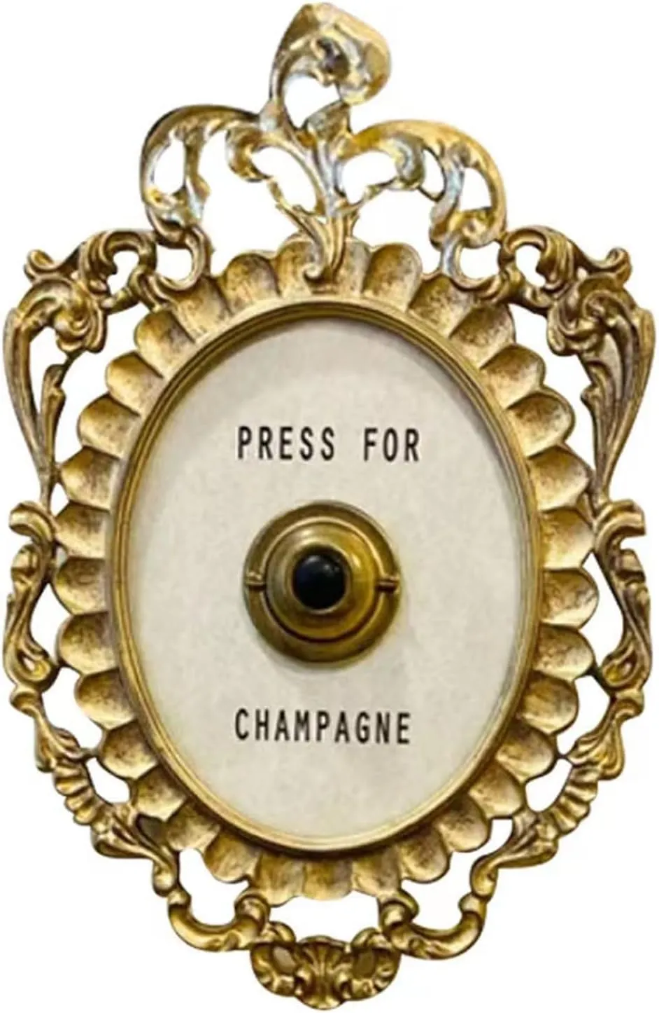 Press for Champagne Button - Mini Door Ring Bell, Themed Decor Wall Plaque Ornament Gift for Party, Christmas, Home, Bedroom, Hotel
