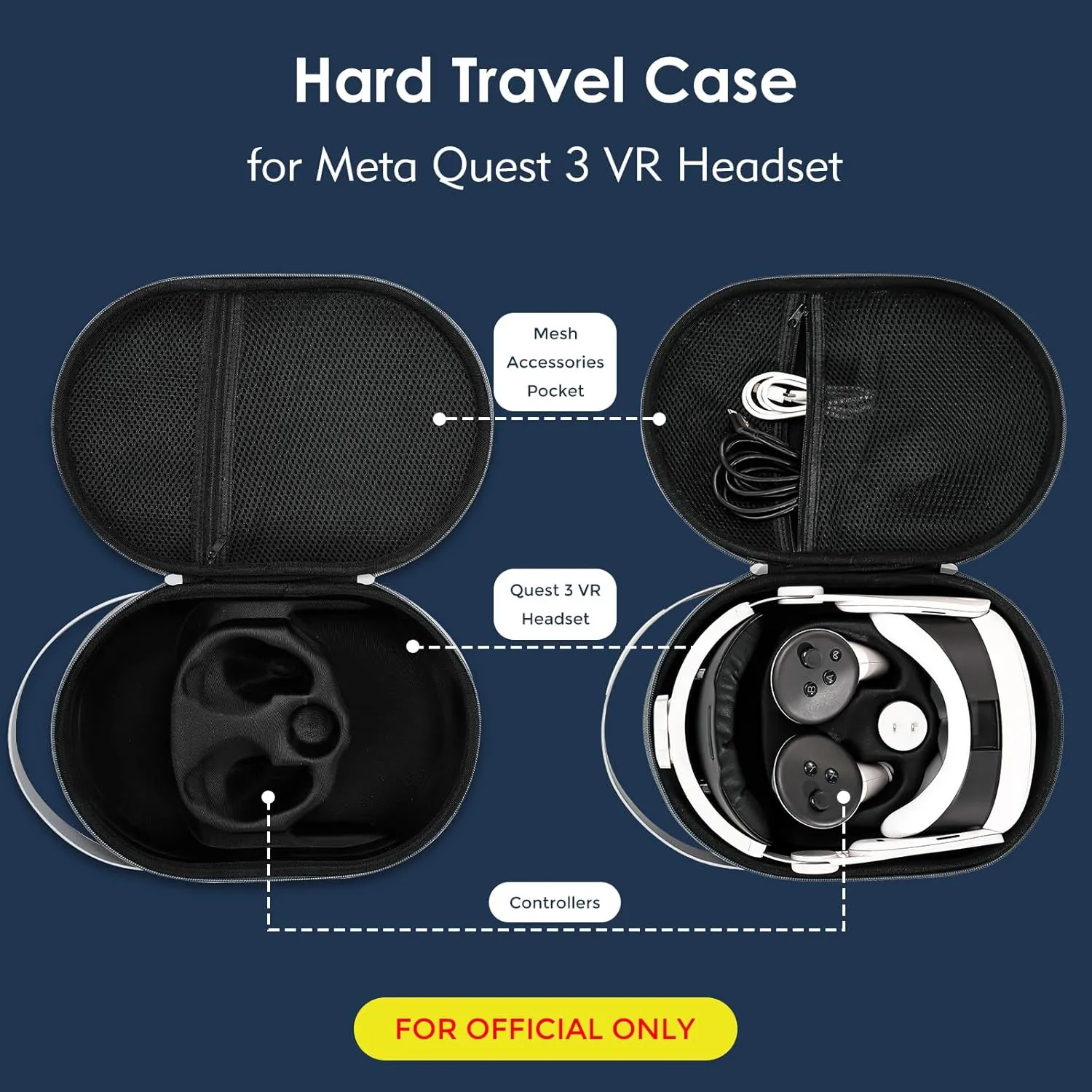 ProCase Carrying Case for Meta Quest 3 VR Headset & Gaming Controller, Shockproof Storage Case Bag for Oculus Quest 3 Elite Strap & Battery & Other Accessories with Handle & Lens Cover -Felt