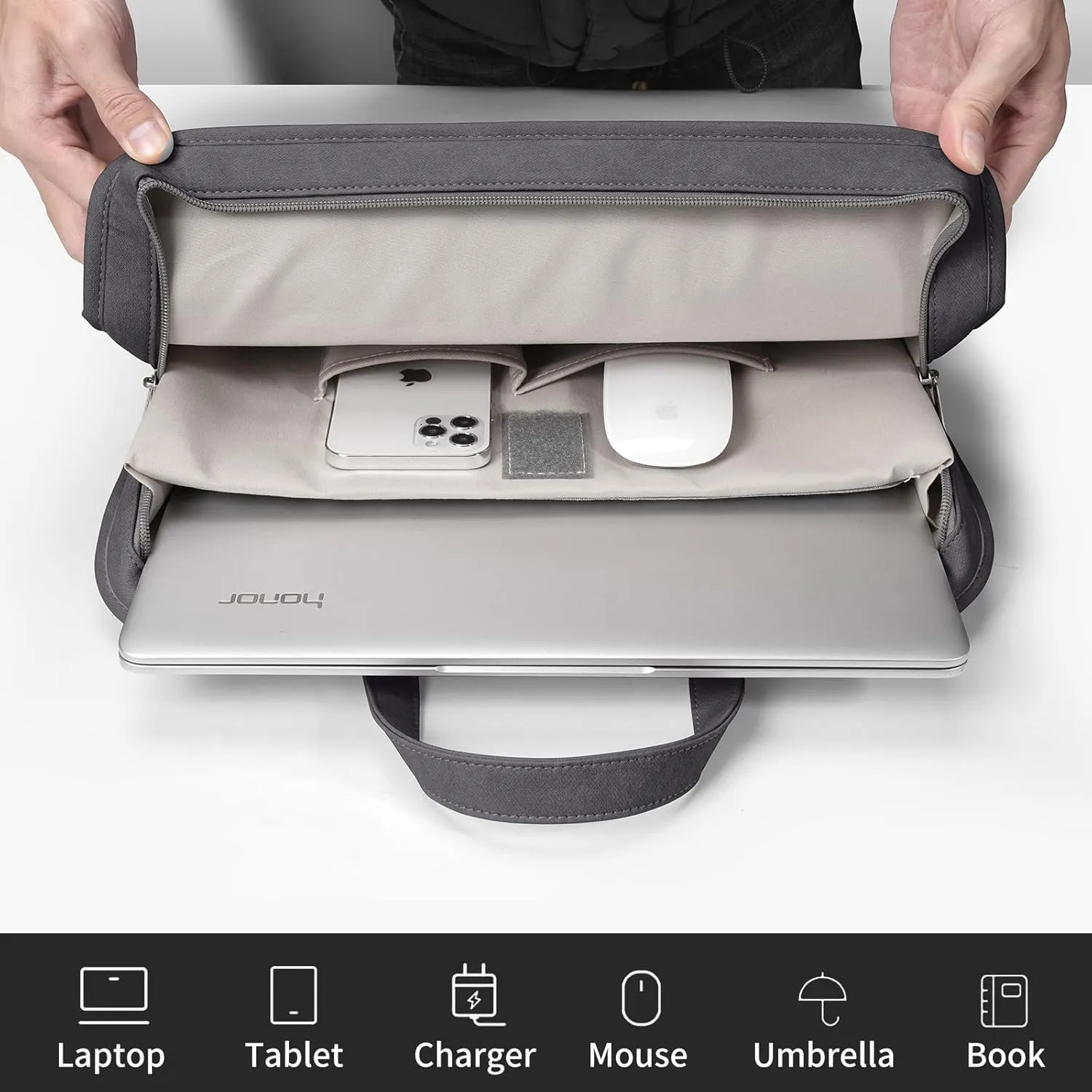 Protective Sleeve Case Bag Compatible with MacBook Pro 16 Inch, 15.6 inch, HP, Dell, Acer Aspire, Asus Notebook, Computer Bag with Shoulder Strap,Pocket,Handle, Gray