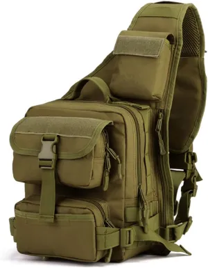 Protector Plus UNISTRENGH Tactical Military Daypack Sling Chest Pack Bag Molle Laptop Backpack Large Shoulder Bag Crossbody Duty Gear For Hunting Camping Trekking (Wolf Brown)