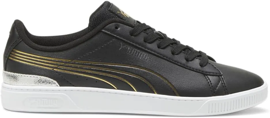 Puma Womens Vikky V3 Metallic Shine Lace Up Sneakers Shoes Casual - Black
