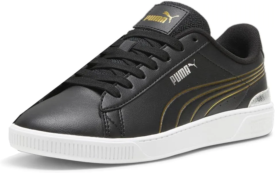 Puma Womens Vikky V3 Metallic Shine Lace Up Sneakers Shoes Casual - Black