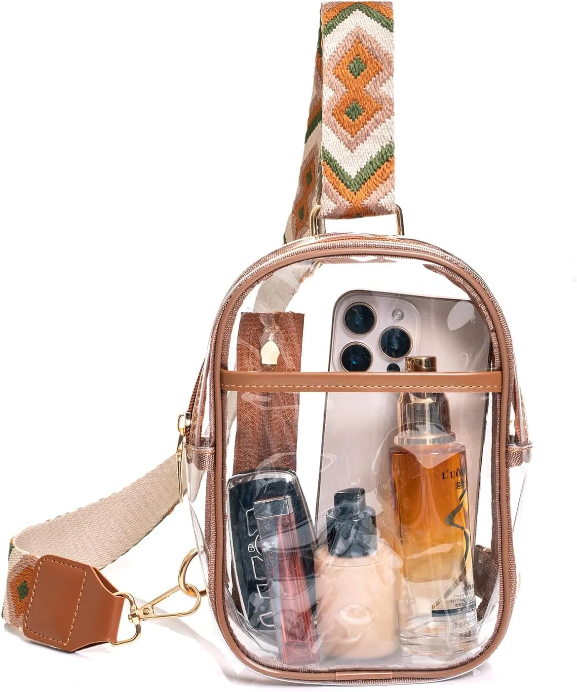 PVC Transparent Waterproof Colorful Crossbody Chest Bag, Women's Lightweight and Durable Crossbody Bag