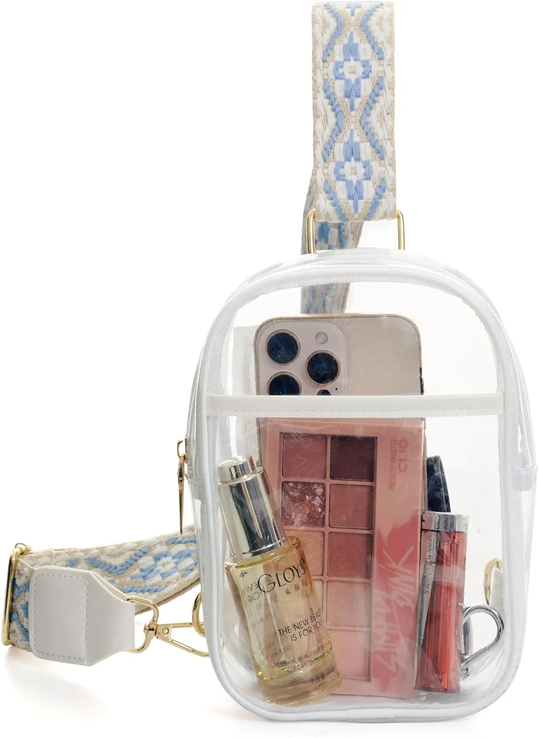 PVC Transparent Waterproof Colorful Crossbody Chest Bag, Women's Lightweight and Durable Crossbody Bag