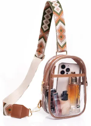 PVC Transparent Waterproof Colorful Crossbody Chest Bag, Women's Lightweight and Durable Crossbody Bag