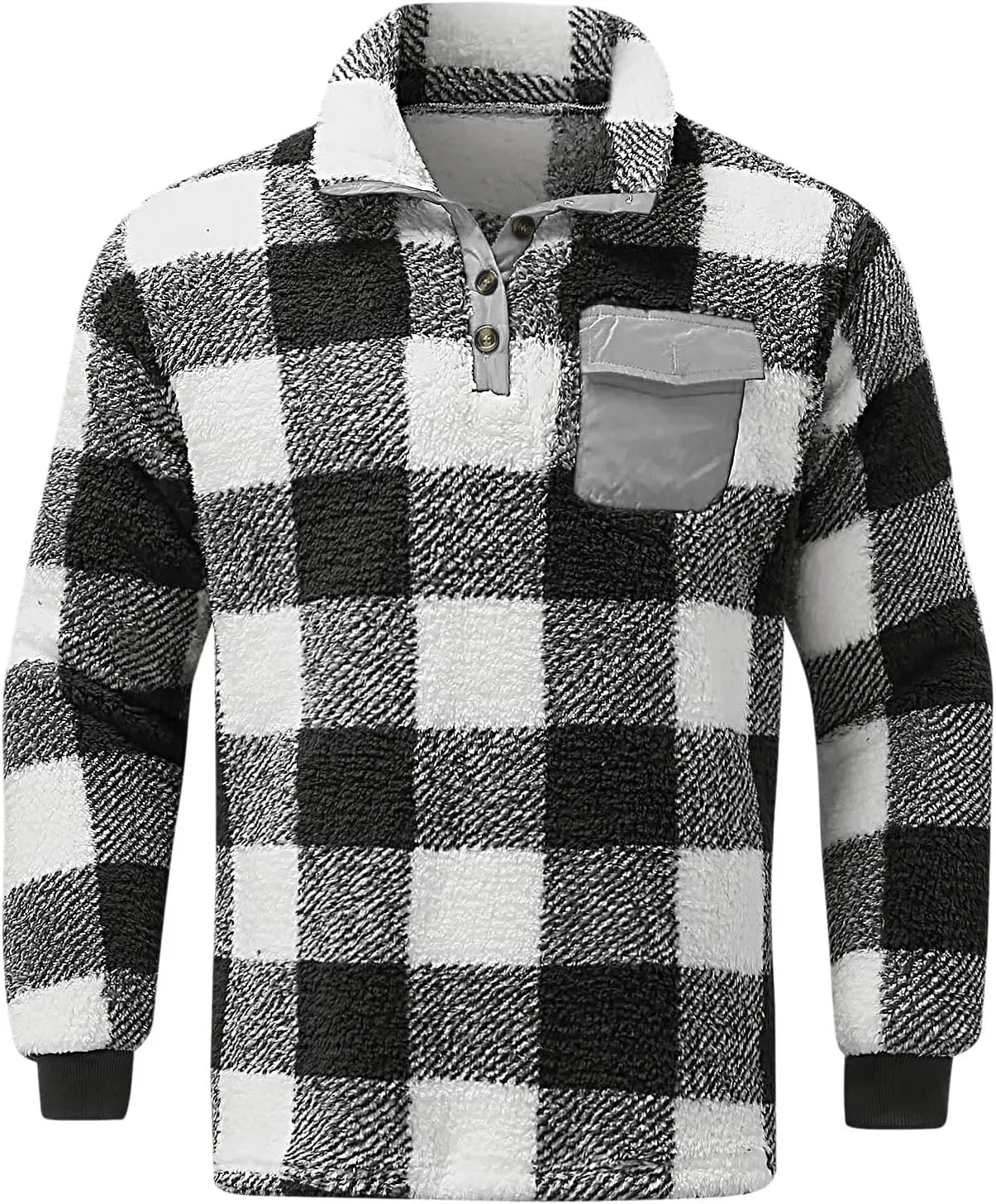 Quilted Lined Flannel Shirt Jacket for Men Hooded Zipper Pocket Long Sleeve Shirt Patchwork Flannel Shirt for Men