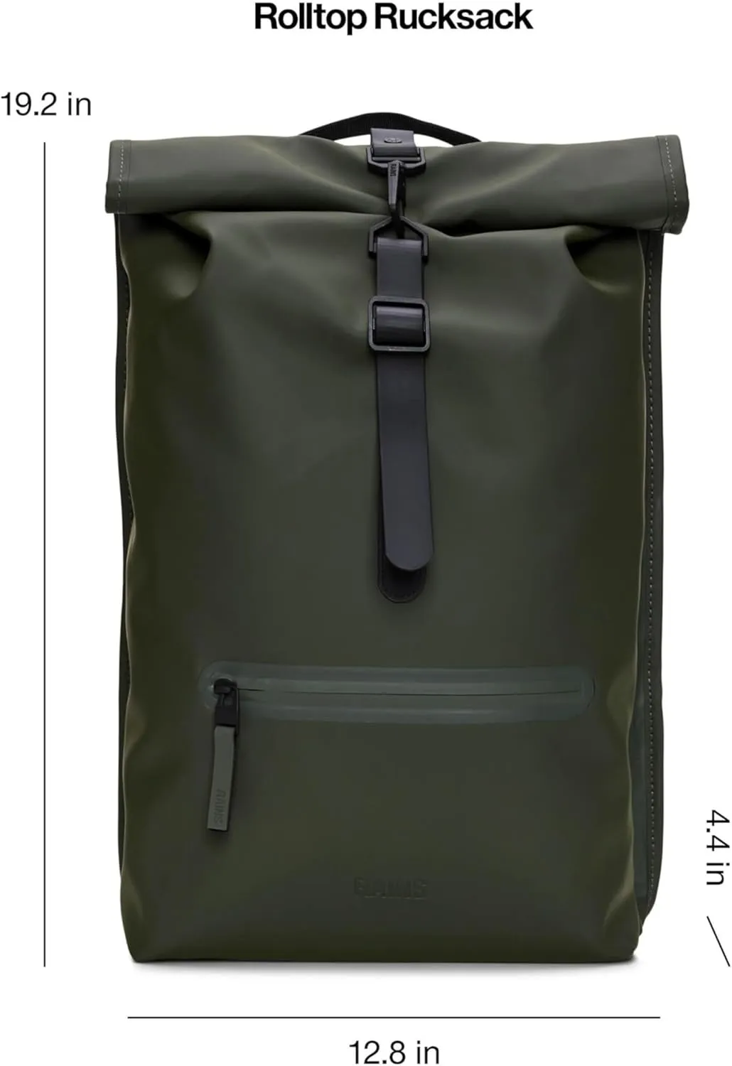 RAINS Rolltop Rucksack -Backpack - Waterproof Backpack for Women and Men - Rucksack for Travel and Work (Green)