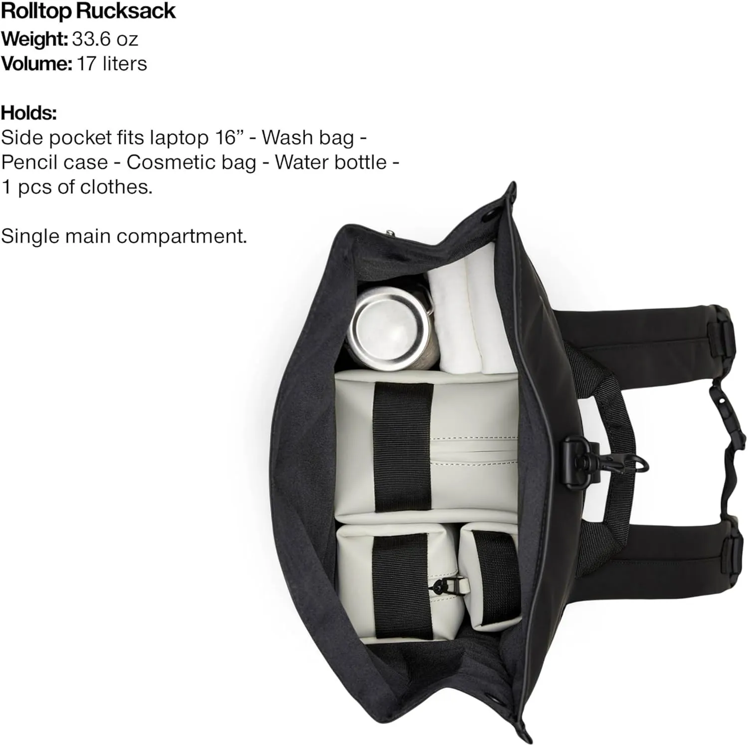 RAINS Rolltop Rucksack -Backpack - Waterproof Backpack for Women and Men - Rucksack for Travel and Work (Green)