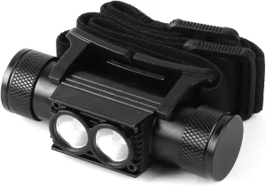 Rechargeable IPX5 Waterproof 1200LM Lightweight Headlamp, 180-Degree Adjustable Angle and 2600mAh Two LED Lighting, Suitable for Dog Walking, Camping, Hiking.