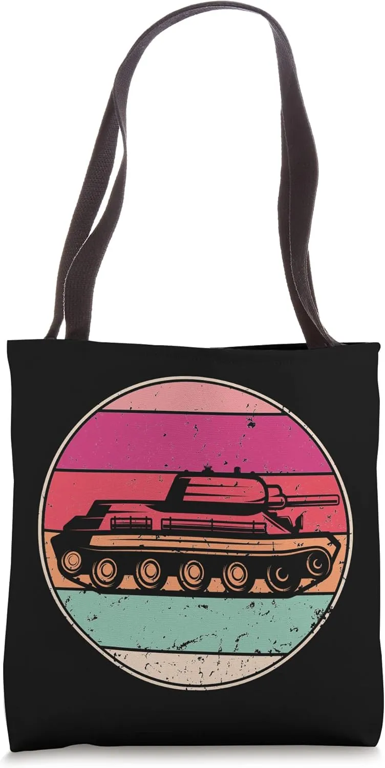 Retro Tank Vintage Tank Silhouette Tanker Cassic Car Lover Tote Bag