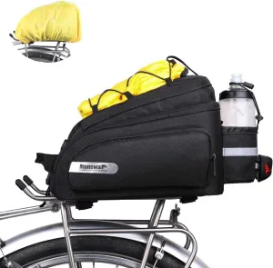 Rhinowalk Bike Trunk Bag 12L Bicycle Pannier Rear Rack Carrier Bag Bike Luggage Commuter Bag with Rain Cover Shoulder Strap