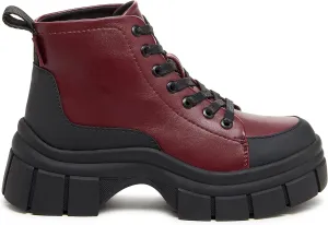 Rocket Dog Trusty Burgundy Platform Lace-Up Bootie - Women's 6.5 Medium
