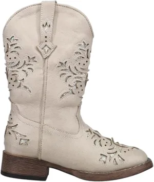 ROPER Kids Girls Lola Square Toe Casual Boots Mid Calf - White