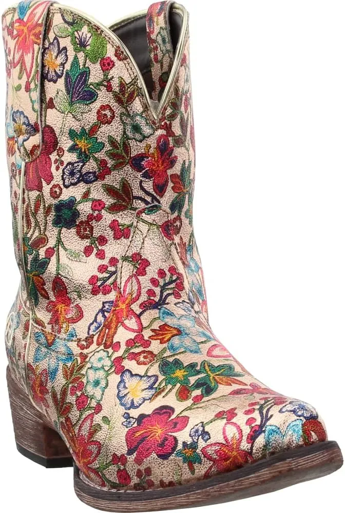 ROPER Womens Ingrid Floral Metallic Snip Toe Casual Boots Ankle Low Heel 1-2" - Multi