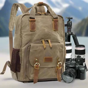 Royaleva Waterproof Waxed Canvas Camera Backpack 30cm