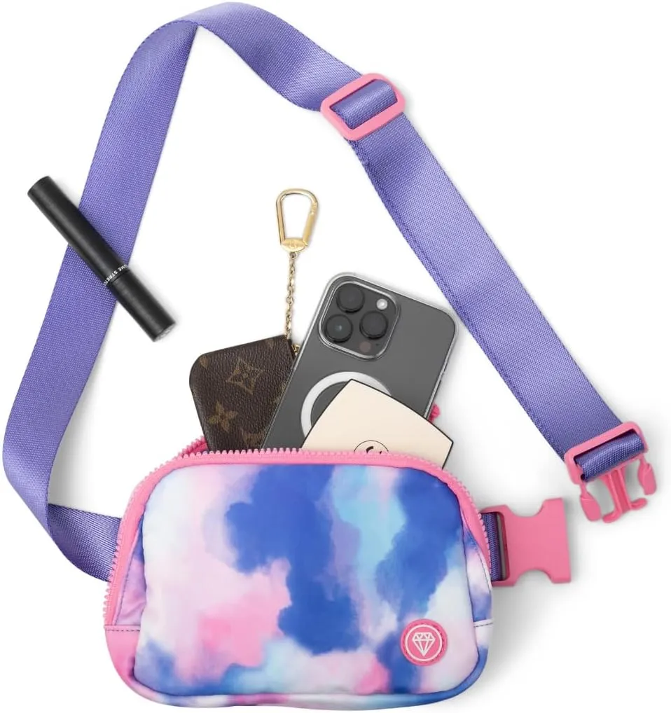 Rubina Anywhere Belt Bag | Crossbody Bag for Women | Unisex Hip Waist Pack for Hiking, Workout, Running, Traveling, Festivals | Chest Bag | Adjustable Strap | Cotton Candy
