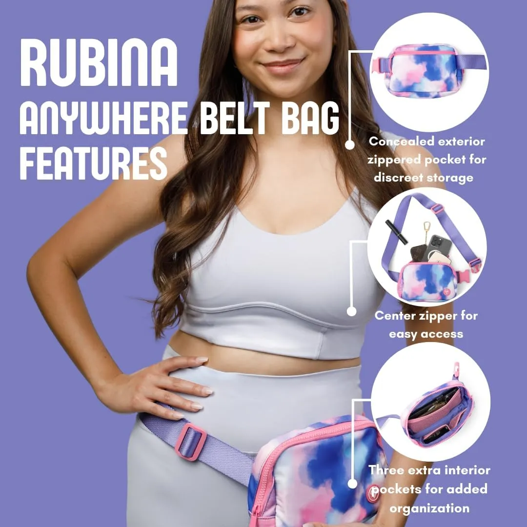 Rubina Anywhere Belt Bag | Crossbody Bag for Women | Unisex Hip Waist Pack for Hiking, Workout, Running, Traveling, Festivals | Chest Bag | Adjustable Strap | Cotton Candy