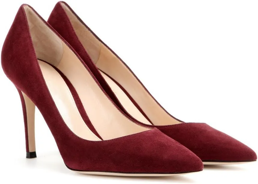 SAMMITOP Women's Classic 80mm High Heel Pumps Pointed Toe Office Work Dress Shoes