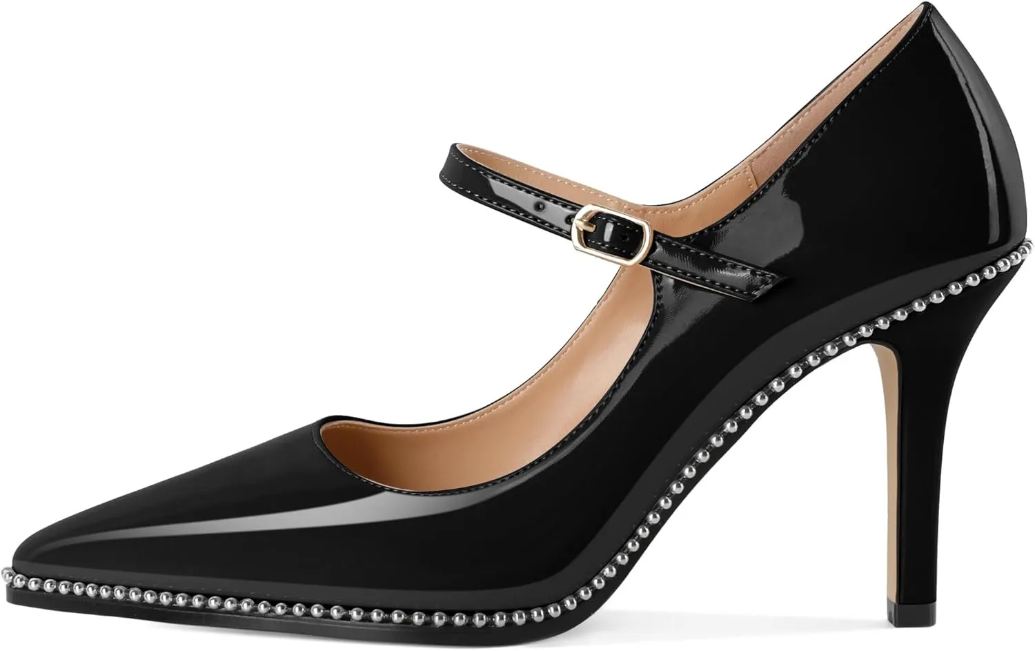 SAMMITOP Women's Pointed Toe Mary Jane Pumps 85mm Heel Party Dress Shoes