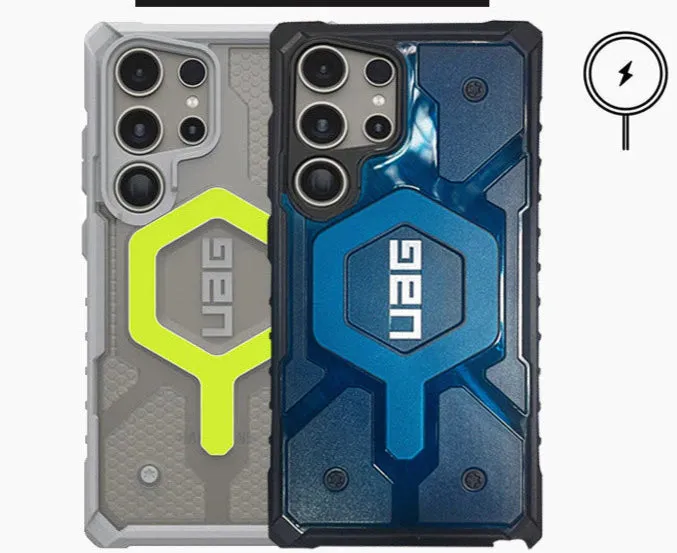 Samsung Galaxy S24 Ultra UAG Magsafe Case, Pathfinder Clear Rugged Featherlight Shockproof Protective Case with Magsafe - Blue