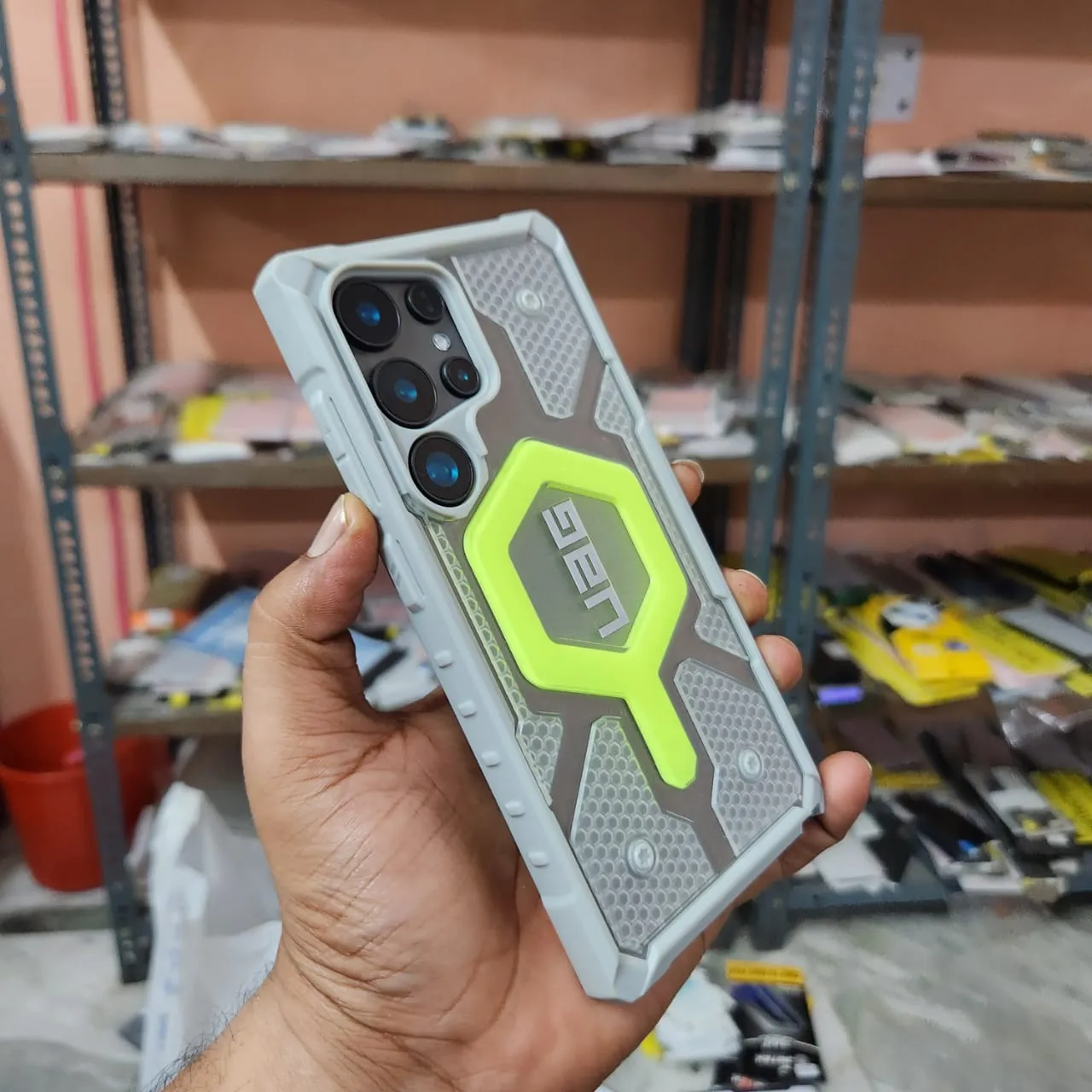 Samsung Galaxy S24 Ultra UAG Magsafe Case, Pathfinder Clear Rugged Featherlight Shockproof Protective - Neon Green
