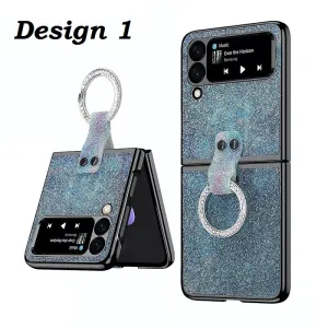 Samsung Galaxy Z Flip 3 Slim Case With Ring Shiny Bling Diamond Plating Case