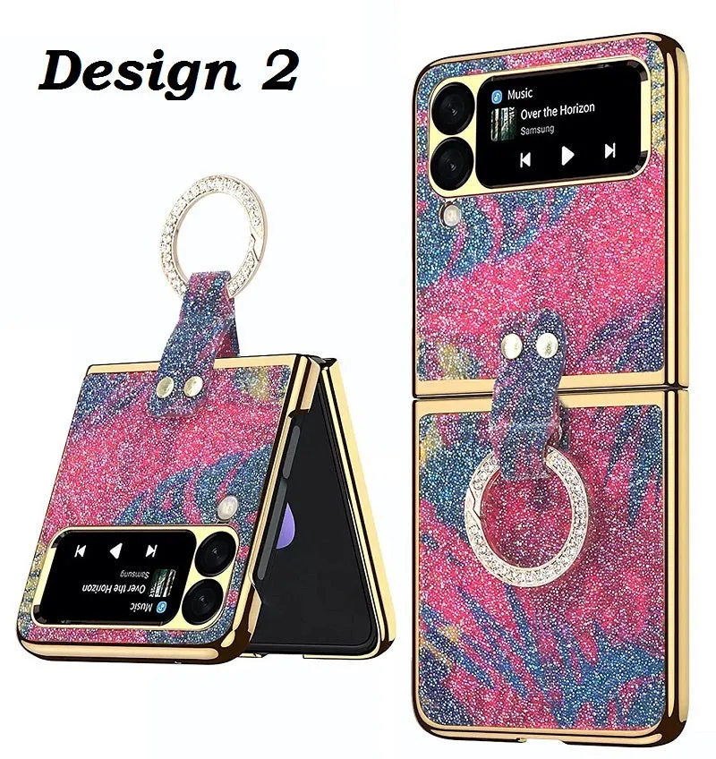 Samsung Galaxy Z Flip 3 Slim Case With Ring Shiny Bling Diamond Plating Case