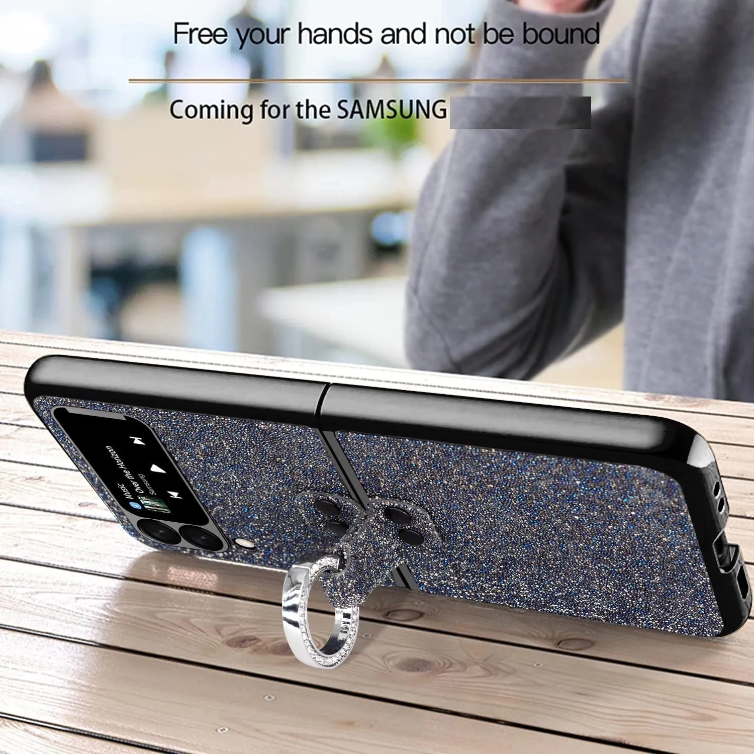 Samsung Galaxy Z Flip 3 Slim Case With Ring Shiny Bling Diamond Plating Case