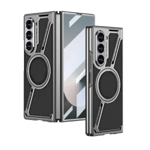 Samsung Galaxy Z Fold6 GKK Z Leather Shockproof Case with Glass - Black