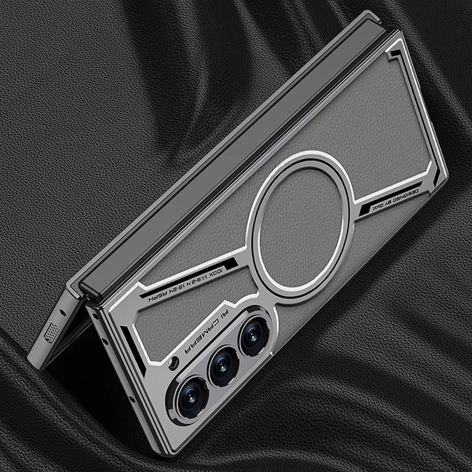 Samsung Galaxy Z Fold6 GKK Z Leather Shockproof Case with Glass - Grey