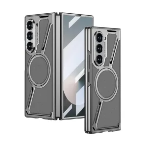 Samsung Galaxy Z Fold6 GKK Z Leather Shockproof Case with Glass - Grey