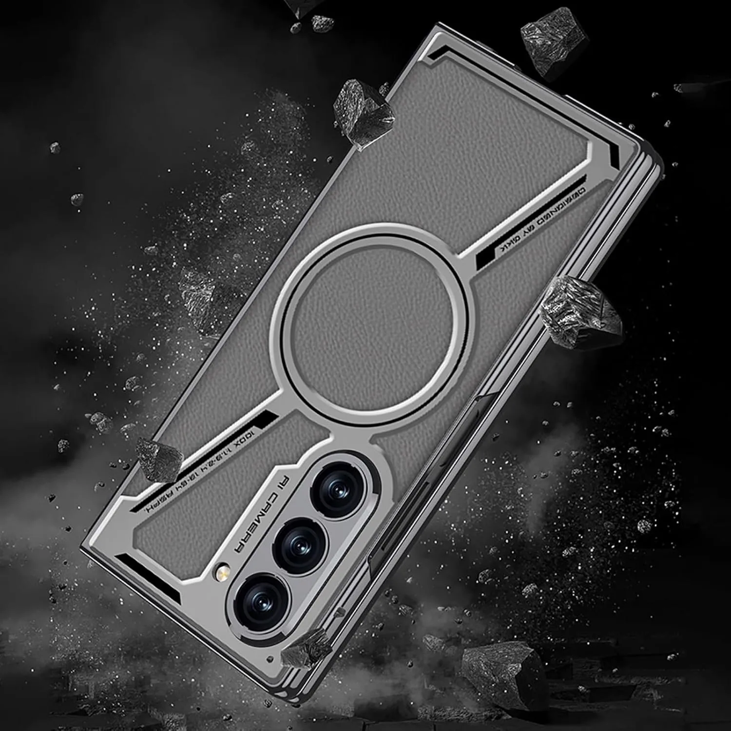 Samsung Galaxy Z Fold6 GKK Z Leather Shockproof Case with Glass - Grey