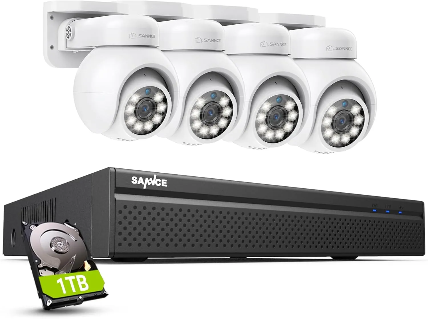 SANNCE PoE NVR 4K 8 Channel, 8MP CCTV Security Camera System with 8pcs 4K 8MP PoE IP Dome Camera IP Security Camera Outdoor Night Vision 100ft Waterproof IP66 Indoor Wide Angle 2.8mm 24/7 Recording